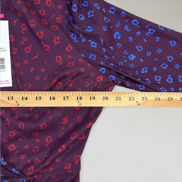 NWT Parker Cobalt Leopard Blouse Keyhole-Neck Long Sleeve Peplum Top Size Lrg - Picture 8 of 10